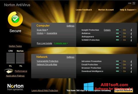 Zrzut ekranu Norton AntiVirus na Windows 8.1