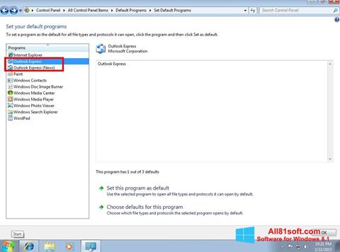 Zrzut ekranu Outlook Express na Windows 8.1