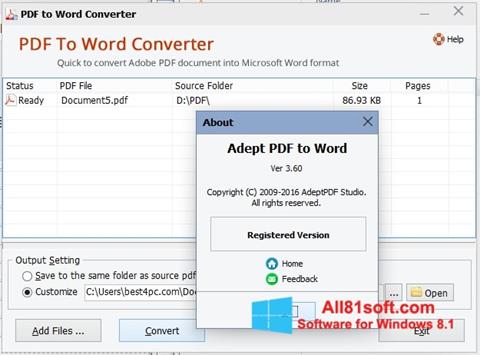 Zrzut ekranu PDF to Word Converter na Windows 8.1