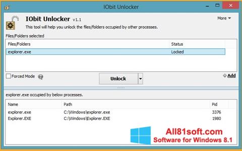 Zrzut ekranu IObit Unlocker na Windows 8.1