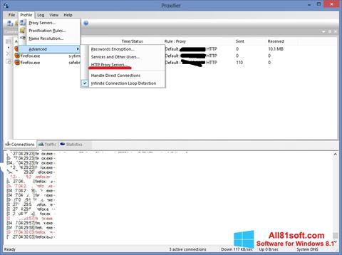 Zrzut ekranu Proxifier na Windows 8.1
