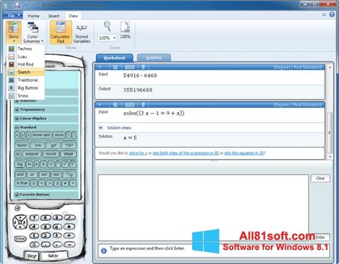 Zrzut ekranu Microsoft Mathematics na Windows 8.1