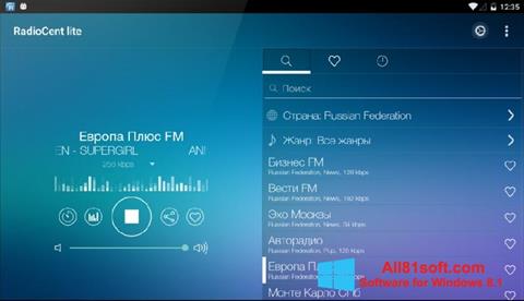 Zrzut ekranu Radiocent na Windows 8.1