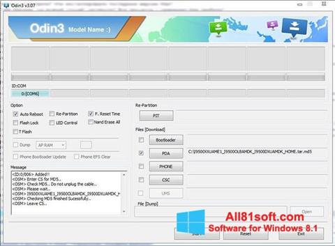 Zrzut ekranu Odin na Windows 8.1
