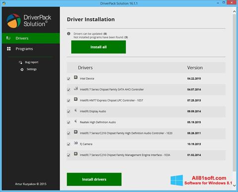 Zrzut ekranu DriverPack Solution na Windows 8.1