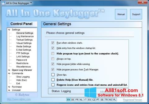 Zrzut ekranu Keylogger na Windows 8.1