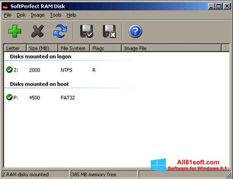 Zrzut ekranu SoftPerfect RAM Disk na Windows 8.1