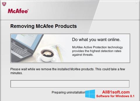 Zrzut ekranu McAfee Consumer Product Removal Tool na Windows 8.1