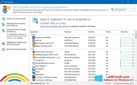 Zrzut ekranu Soft Organizer na Windows 8.1