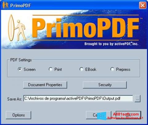 Zrzut ekranu PrimoPDF na Windows 8.1
