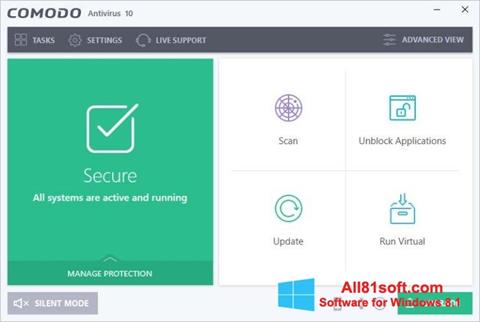 Zrzut ekranu Comodo Antivirus na Windows 8.1