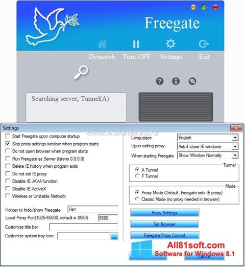 Zrzut ekranu Freegate na Windows 8.1
