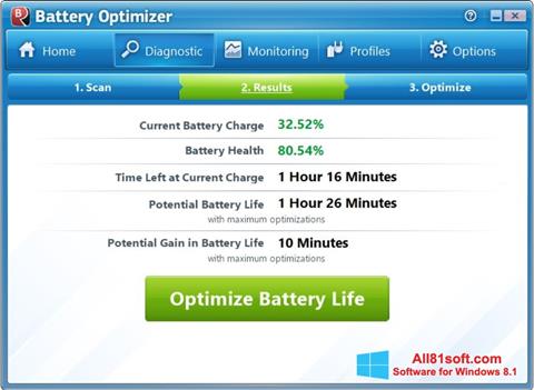 Zrzut ekranu Battery Optimizer na Windows 8.1