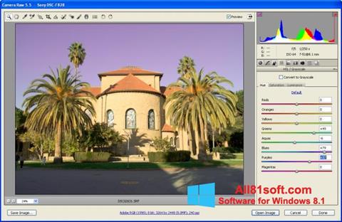 Zrzut ekranu Adobe Camera Raw na Windows 8.1