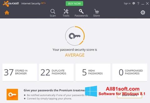 Zrzut ekranu Avast Internet Security na Windows 8.1