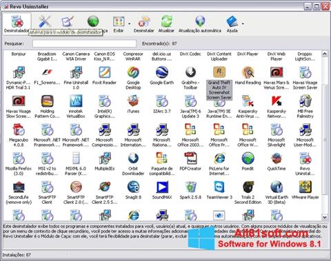 Zrzut ekranu Revo Uninstaller na Windows 8.1
