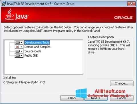 Zrzut ekranu Java Development Kit na Windows 8.1