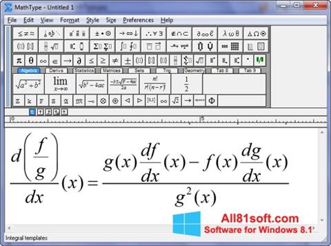 Zrzut ekranu MathType na Windows 8.1