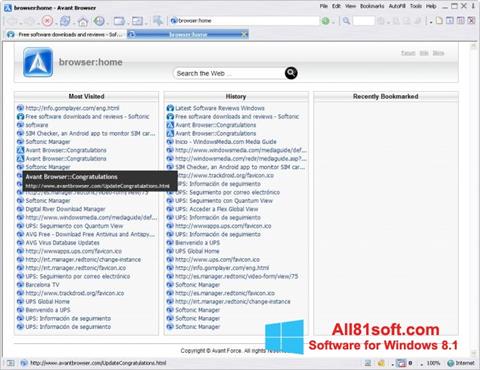 Zrzut ekranu Avant Browser na Windows 8.1