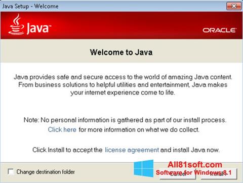Zrzut ekranu Java Runtime Environment na Windows 8.1