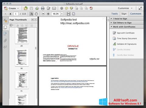 Zrzut ekranu Adobe Acrobat na Windows 8.1