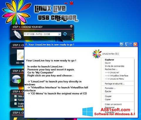 Zrzut ekranu LinuxLive USB Creator na Windows 8.1