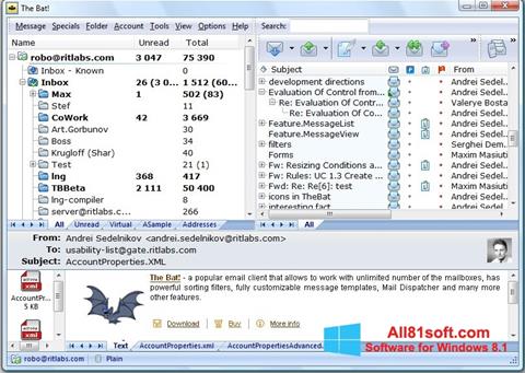 Zrzut ekranu The Bat! na Windows 8.1