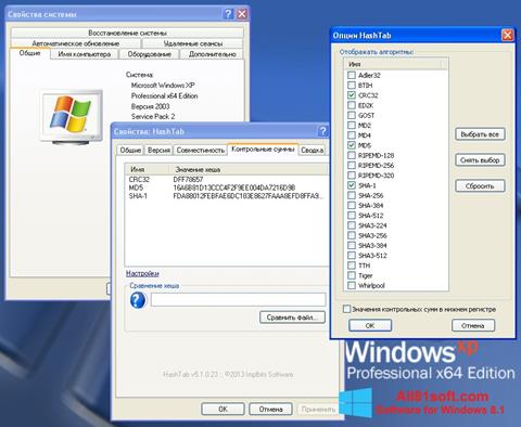 Zrzut ekranu HashTab na Windows 8.1